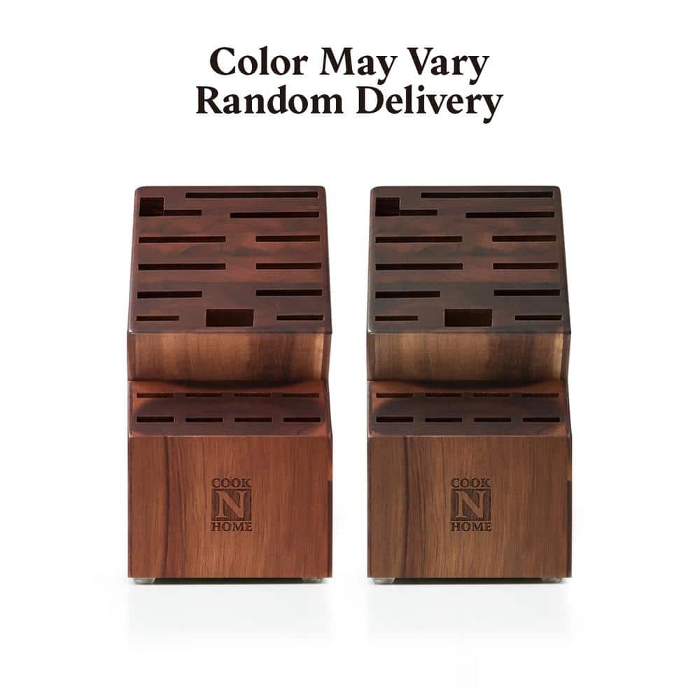 Cook N Home Acacia Wood Knife Storage Block without Knives, 20 Slot Universal Knife Holder Countertop Butcher Block Knife Stand for Easy Kitchen Storage