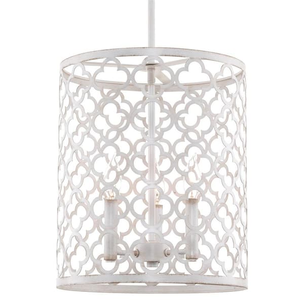 Kira Home Sutton 60-Watt 3-Light Antique White Modern Pendant Light with Antique White Shade, No Bulb Included