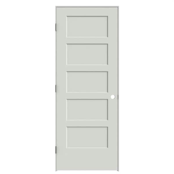 Masonite 30 in. x 80 in. 5-Panel Bayshore Right-Hand Hollow Ultra-Pure White Molded Composite Single Prehung Interior Door