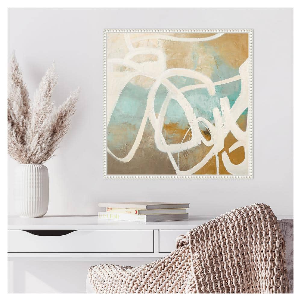 Notify Abstract White and Blue Canvas Wall Art with Frame