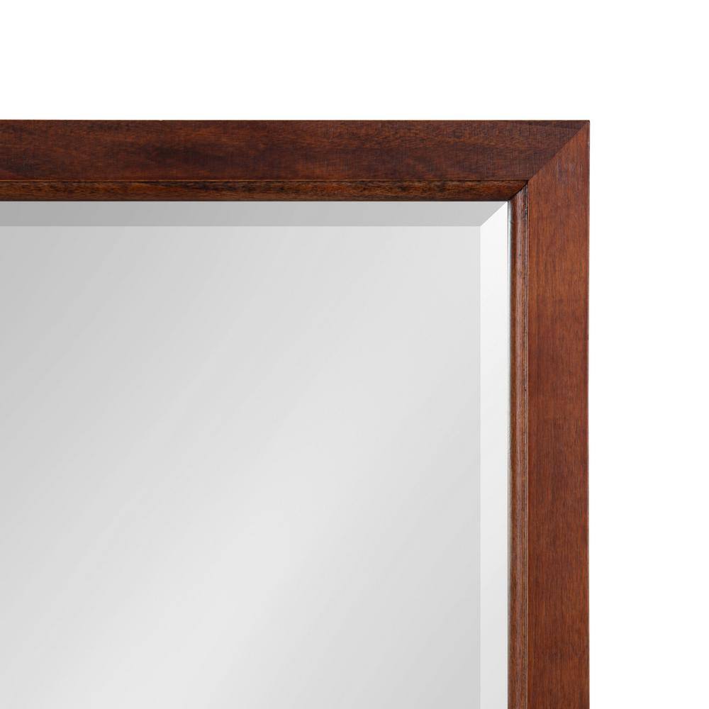 Hogan 18" x 24" Rectangular Walnut Brown Solid Wood Bathroom Vanity Mirror