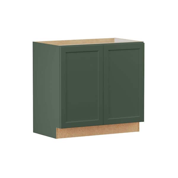 Designer Series Melvern 36 in. W x 21 in. D x 34.5 in. H Assembled Shaker Full Height Door Bath Cabinet in Forest