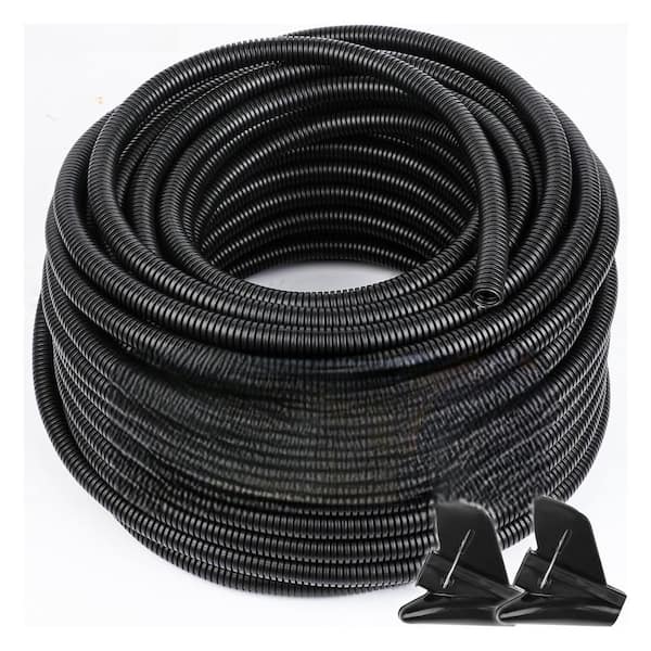 Wire Loom Tubing Split Conduit 1/2 Inch Inner Diameter 120 FT Roll Black Polyethylene for Automotive Home