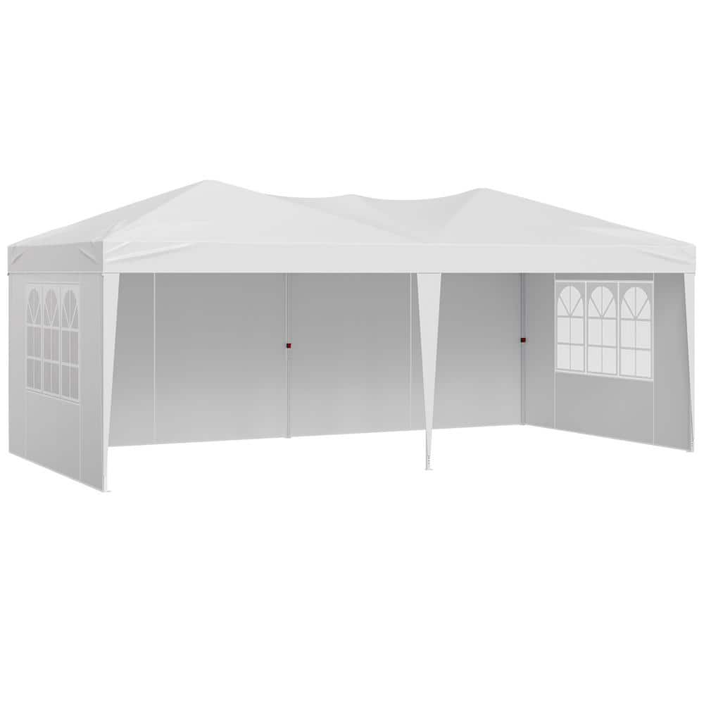 White 10x20 ft Adjustable Height Pop Up Canopy Tent with Sidewalls