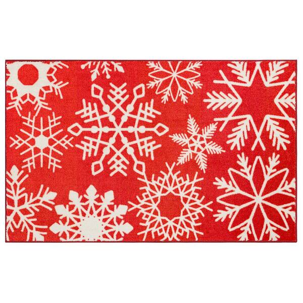 Mohawk Home Snowflake Red 2 ft. 6 in. x 4 ft. 2 in. Machine Washable ...