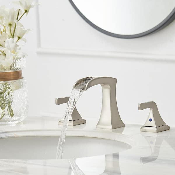 瀑布40 BWE 8 in. Widespread 2-Handle Waterfall Bathroom Sink Faucet