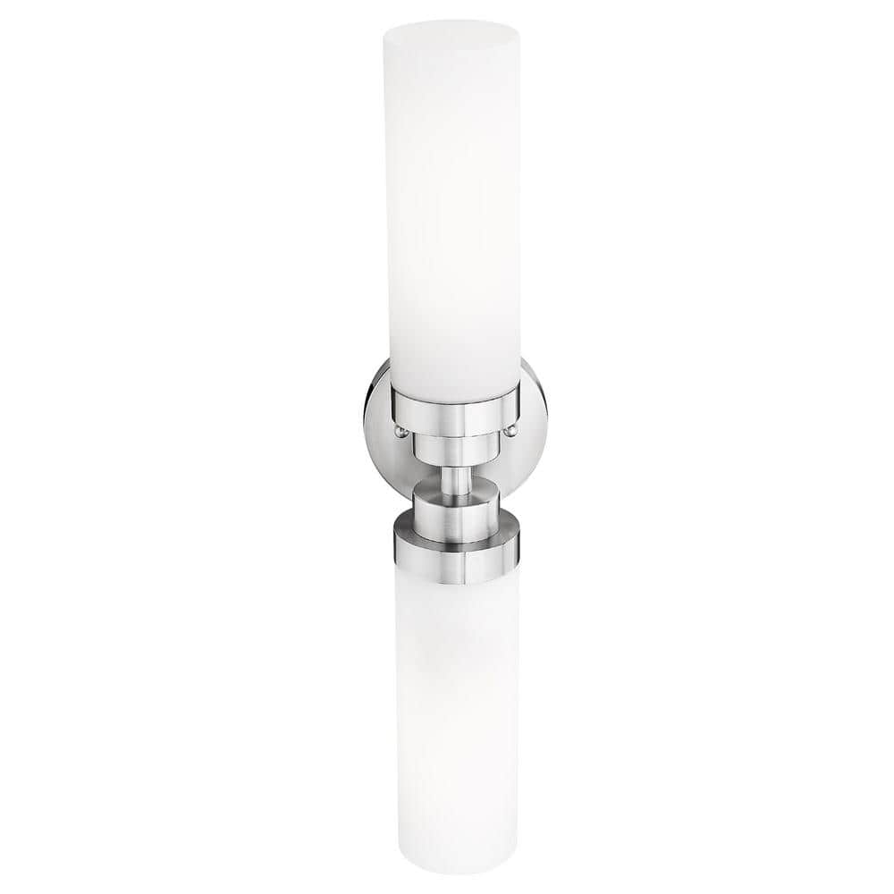 Trending 4.72 in. 2 Light Brushed Nickel Modern Smart Home Wall Sconce with