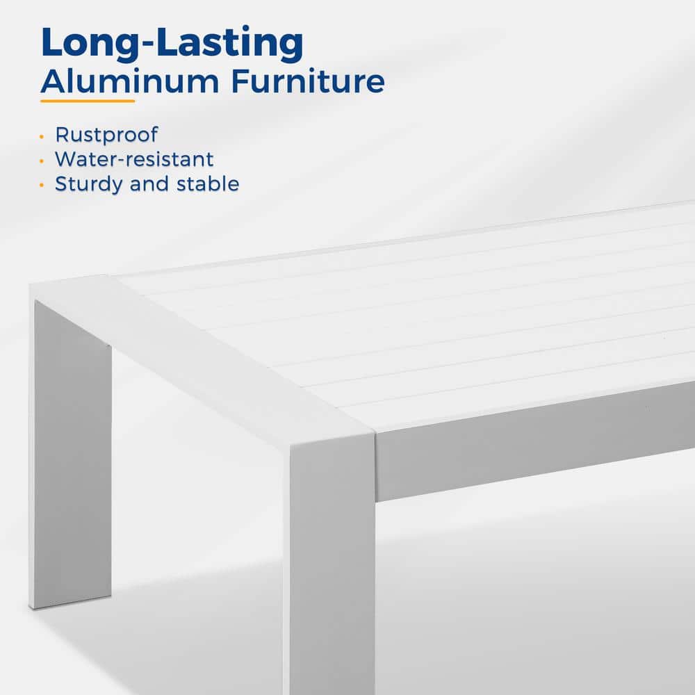 White Aluminum Modern Outdoor Rectangle Coffee Table