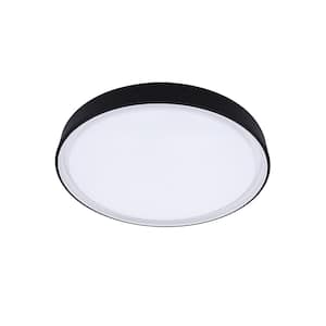Lecoht 15.6 In. Black Flush Mount Ceiling Light with Black Trim, Dimmable LED