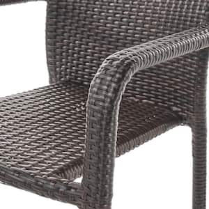 Dover Multi-Brown Faux Rattan Stacking Outdoor Dining Chairs (4-Pack)