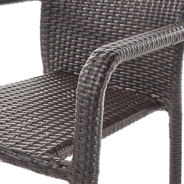 Dover Multi-Brown Faux Rattan Stacking Outdoor Patio Dining Chairs (4-Pack)