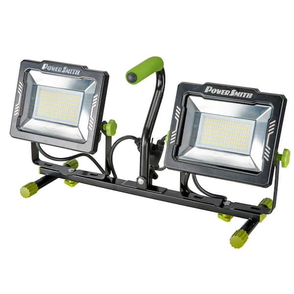 PowerSmith 20,000 Lumen Dual Head LED Work Light with Adjustable Metal  Tripod and 9 ft. Power Cord PWLD200T - The Home Depot