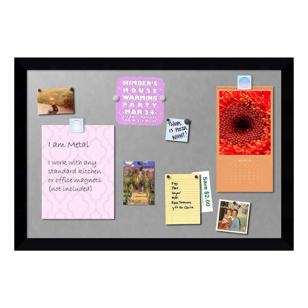 Large Black Wood Framed Magnetic Bulletin Board