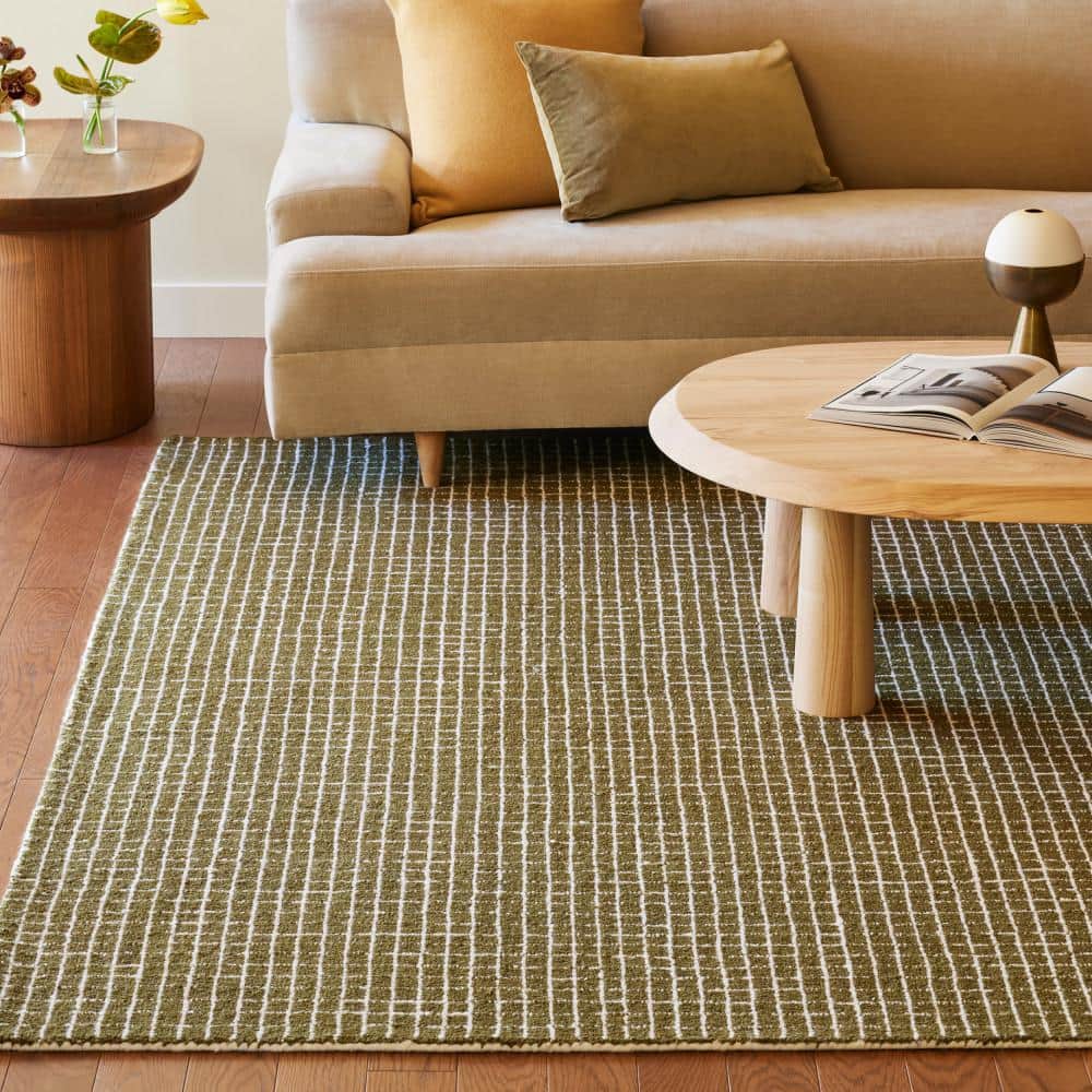 Melrose Moss Green Hand-Tufted Wool 4' x 6' Area Rug