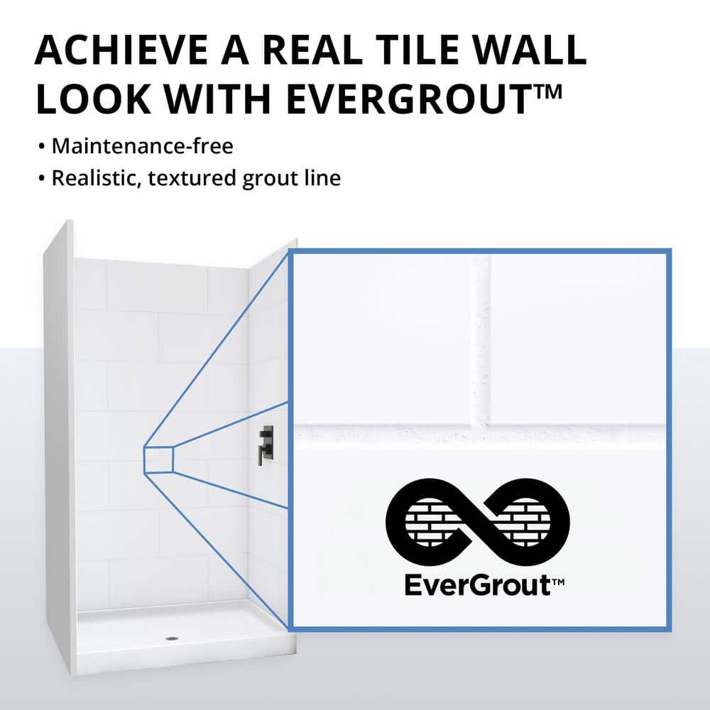 DreamStone 60" x 32" White Solid Surface Alcove Shower Kit