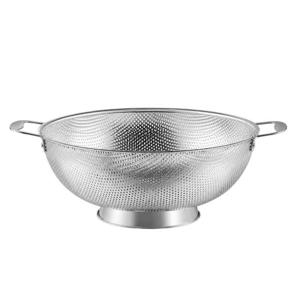 6 qt. Colander, Stainless Steel Mesh Strainer for Kitchen, Food Sieve with Handles, Self-draining Solid Ring Base