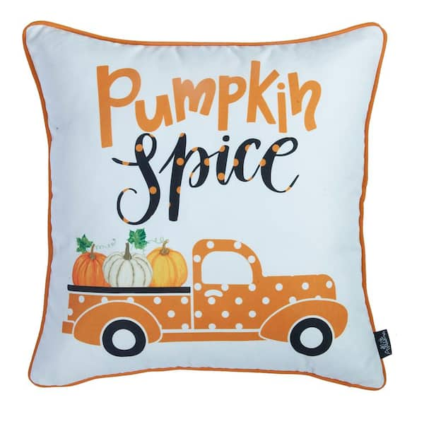 MIKE & Co. NEW YORK Decorative Fall Thanksgiving Throw Pillow Cover  Halloween & Pumpkins 18 in. x 18 in. Orange & Green Square Set of 4  SET-706-Y42 - The Home Depot