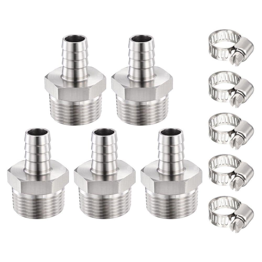 5-Piece 304 Stainless Steel Hose Barb to 1 Inch NPT Male Adapter with Hose Clamp for Automotive Marine RV Fuel Systems price history on PriceWatchPro