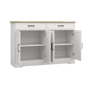 47.95inx15.35inx32.09in MDF Ready to Assemble Kitchen Cabinet in White with 2 Drawers and 4 Doors with X