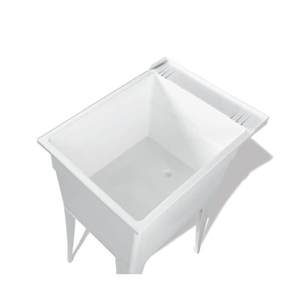 RUGGED TUB 18in. x 24in. Polyprop. White Freestanding Laundry/Utility Sink  with 1-Handle Black Pullout Faucet and Installation Kit N52WK1-B1H - The  Home Depot