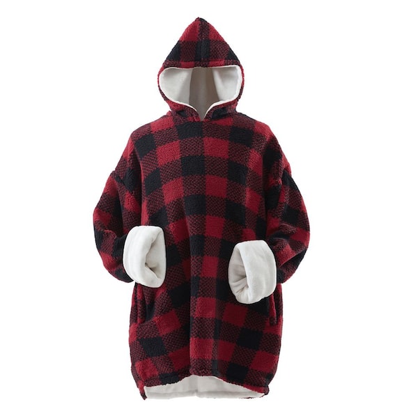 Coleman Red Check Wearable Throw Blanket Hoodie