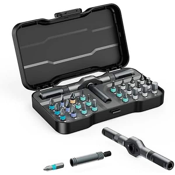 24-in-1 Magnetic Screwdriver Set 6.35 mm Shank 24 Bit Portable Precision Multi Tool Kit with Ratchet Handle for Repair