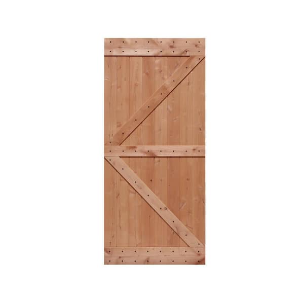 38 in. x 84 in. Ready-to-Assemble British Brace Hardwood Knotty Alder Interior Barn Door Slab