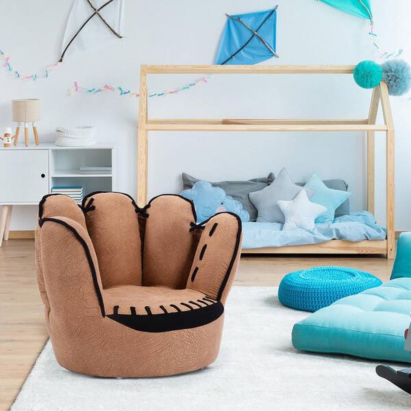 Kids Sofa Armrest Chair Lounge Couch w/ Storage Function Children Toddler Brown 