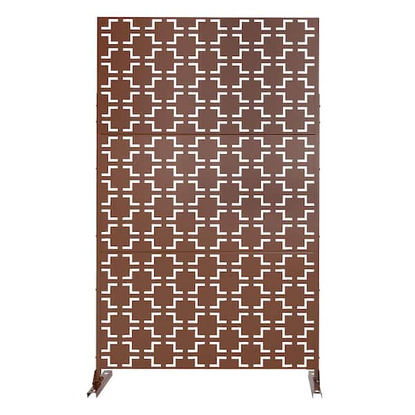 76 in. W x 47.2 in. H 3-Panel Rust Color Outdoor/Indoor Wall Divider Privacy Screen