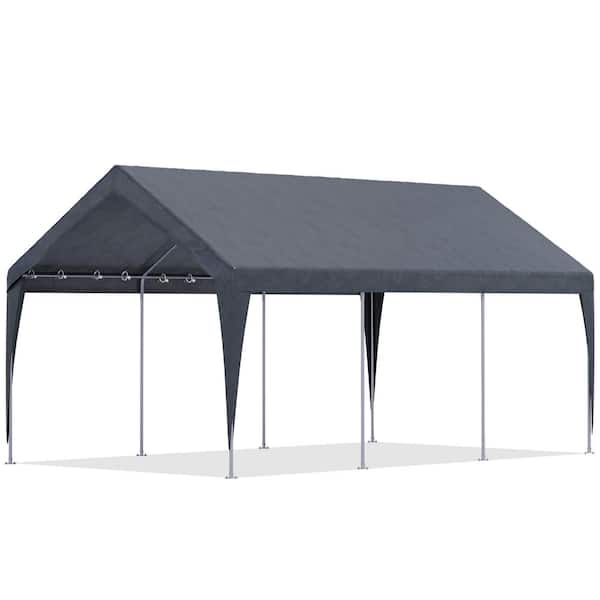 10 ft. W x 20 ft. D Heavy Duty Carport, Rainproof and UV Protected Shelter Cover, Outdoor Portable Garage for Car, Gray