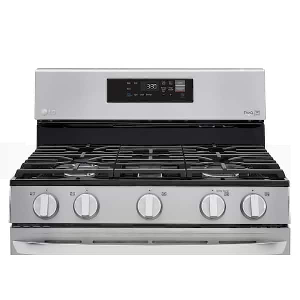 LG 5.8-cu ft GAS Convection Smart Range with Air Fry, Black Stainless Steel