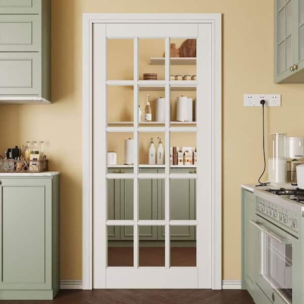 36 in. x 80 in. Solid Core 10-Lite Tempered Clear Glass White Primed MDF Interior Door Slab