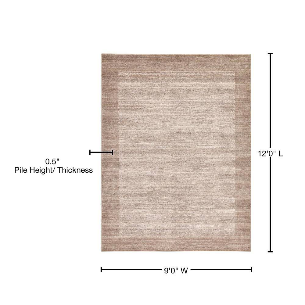 Angelica Beige and Ivory 9' x 12' Easy-Care Synthetic Area Rug