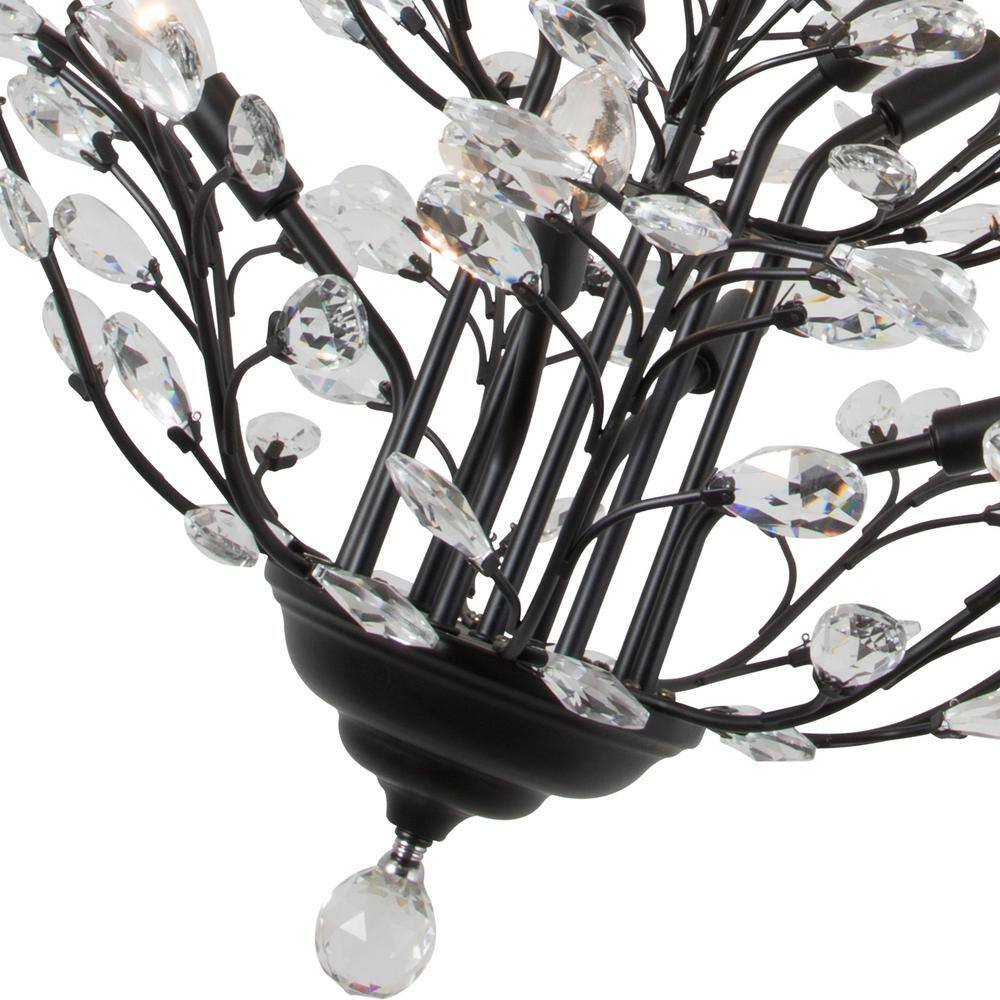 Chicago 8-Light Black Metal Chandelier with Crystal Accents