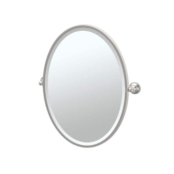 Gatco Tiara 21 in. W x 28 in. H Framed Single Oval Mirror in Satin Nickel
