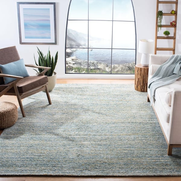Himalaya Blue/Olive 8 ft. x 10 ft. Solid Color Area Rug