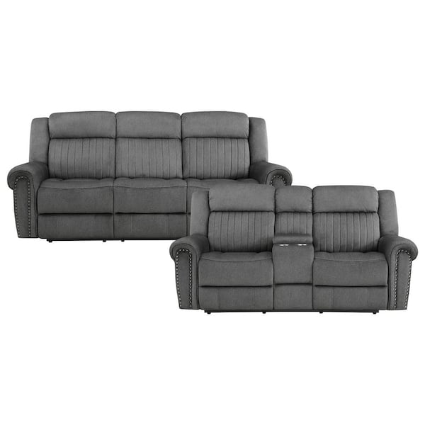 EVERGLADE HOME Abington 164.5 in. W Rolled Arm Microfiber Rectangle Sofa in Black