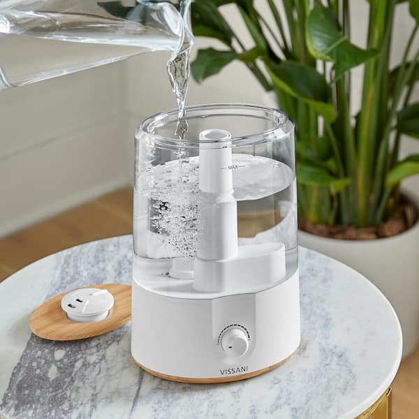 Vissani 1 Gal. Ultrasonic Humidifier 360 ° Turning Dual Nozzle