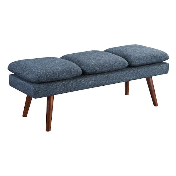 OSP Home Furnishings Amanda Navy Fabric Mid-Century Bench (54 in. x 19.75 in. x 18.25 in.)