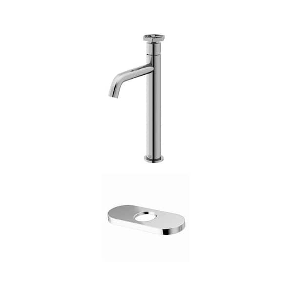 Ruxton Single-Handle Vessel Faucet and 5.5 in. Hole Cover Deck Plate Combo in Chrome (2-Piece Set)