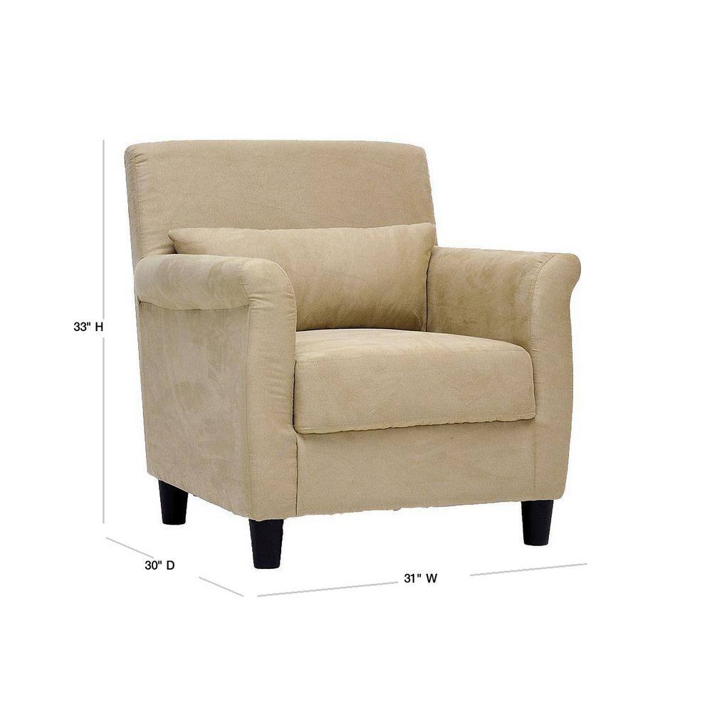 Modern Elegance Black Wood Frame Club Chair with Sandy Tan Microfiber