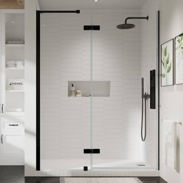 OVE Decors Tampa 51 11/16 in. W x 72 in. H Pivot Frameless Shower Door in Oil Rubbed Bronze