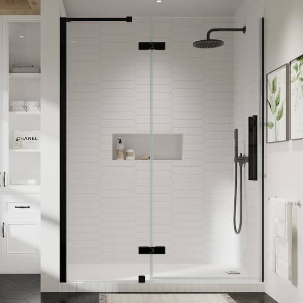 OVE Decors Tampa 57 11/16 in. W x 72 in. H Pivot Frameless Shower Door in Oil Rubbed Bronze