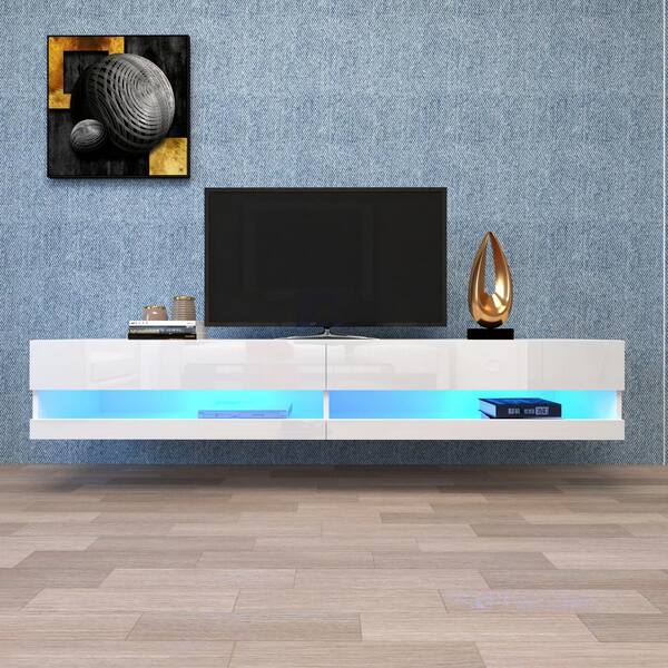 TV Stand VIGO 180 NEW glass LED lighting hanging hight gloss unit cabinet 