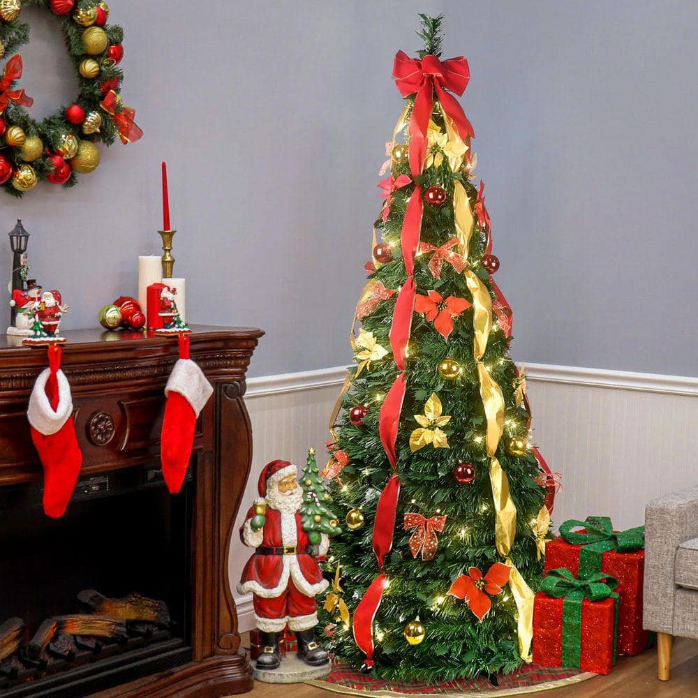 6 ft. Pop-Up Space-Saving Christmas Tree with 150 White UL Lights