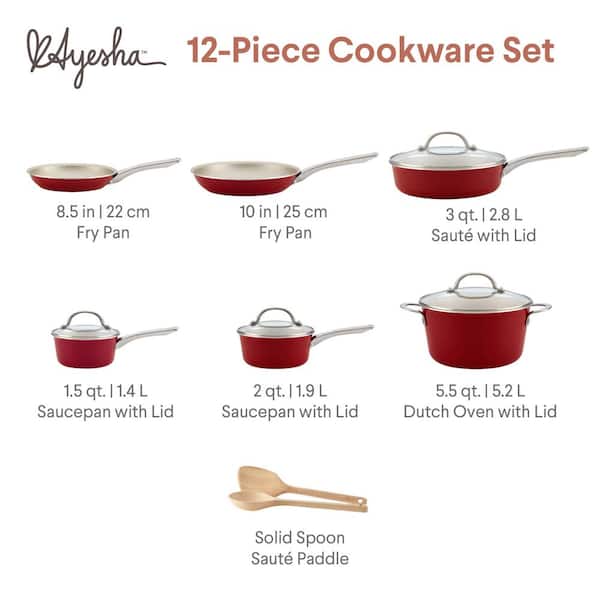  Hard Porcelain Enamel Nonstick Cookware Pots and Pans Set,  12-Piece, Cooking Pots Set,Cutlery (Color : 5): Home & Kitchen