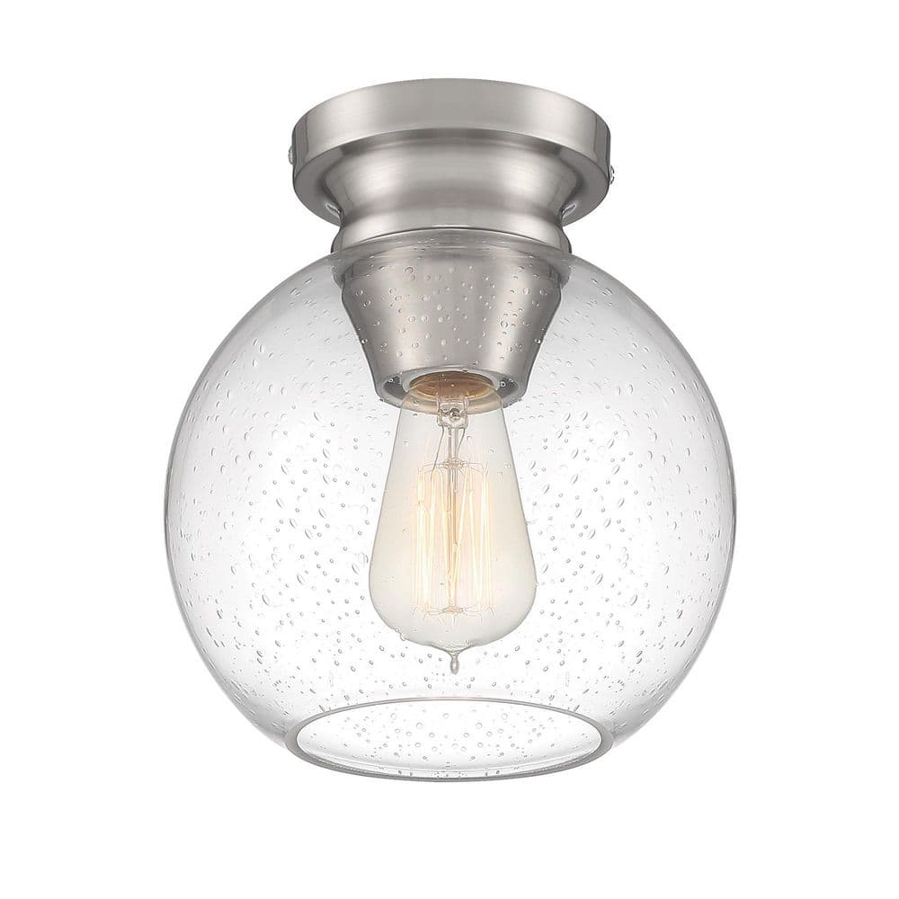 Evelyn 8 in. 1-Light Modern Brushed Nickel Flush Mount Light