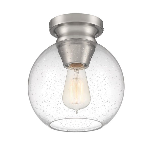 Evelyn 8 in. 1-Light Modern Brushed Nickel Flush Mount Light