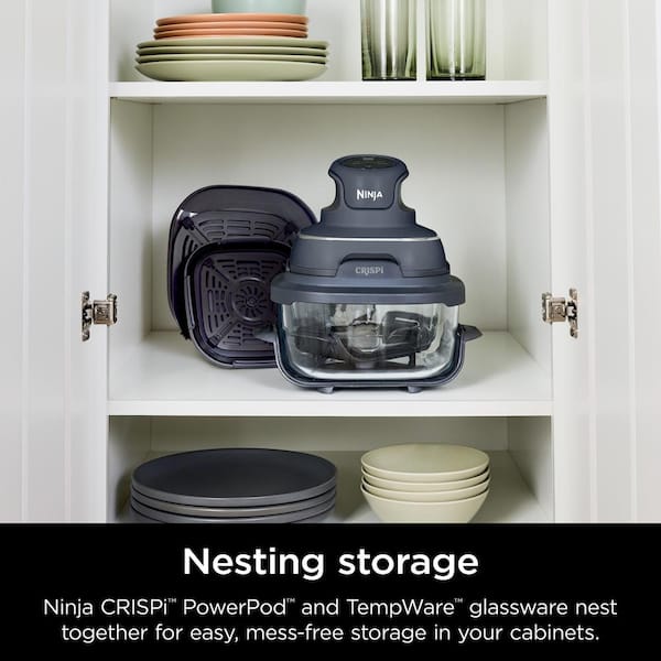 NINJA Crispi 4 qt. Grey Portable Glass Air Fryer Cooking System