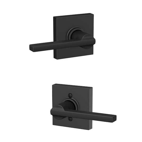 Latitude Matte Black Hall/Closet Door Handle with Collins Trim